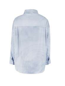 Women's Casual Striped Rabbit Embroidery Long Sleeve Open Front Shirt Blouse, Spring/Summer - Baby Blue - View 2