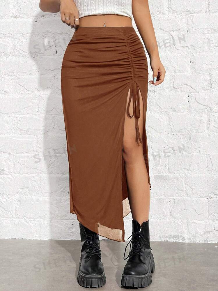 Drawstring fitted skirt hotsell