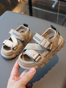 Trẻ Em X Mùa Hè Thời Trang Thể Thao Ngoài Trời Dép Đồng Bằng Mối Nối Mũi Tròn Móc Và Vòng Giày Đi Biển - Màu Khaki - Xem 2