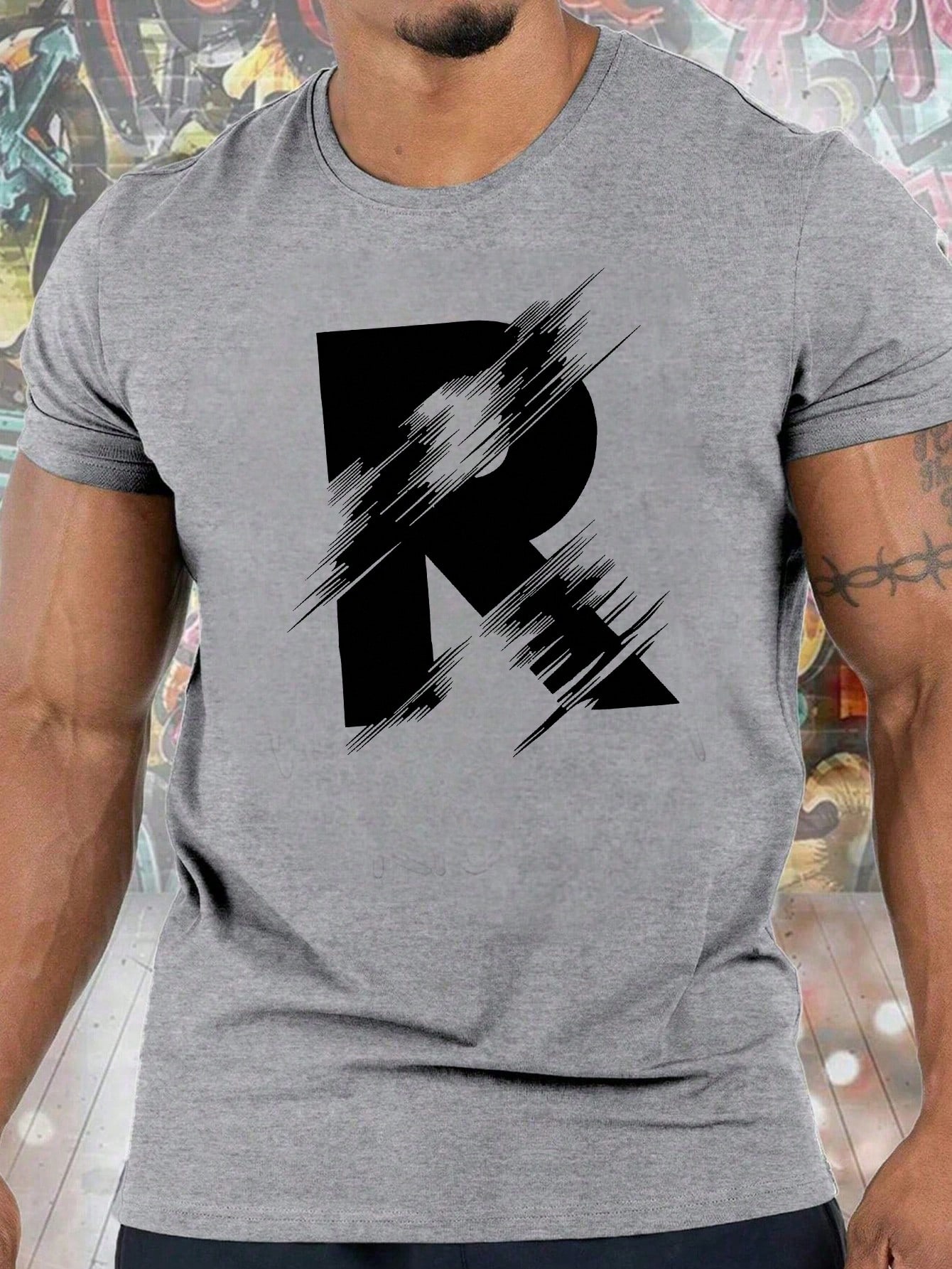 Men's Casual Letter Print Round Neck Short Sleeve T-Shirt