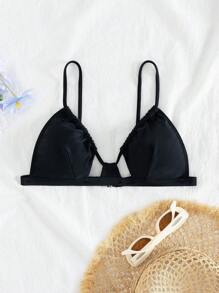 Swim SXY Áo bikini màu trơn cho nữ, bãi biển mùa hè - màu đen - Xem 4