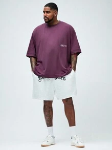 Manfinity VCAY Pantalones cortos rectos de punto de talla grande para hombres para uso casual