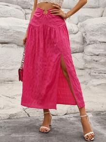 SHEIN Clasi 女性純色簡約分割擺橫裙，適用於夏季