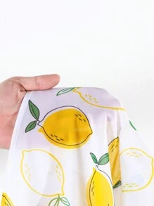 Tween Girl Lemon Print Relaxed Vacation Kimono Cardigan