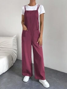 Breezaya Women's Casual Jumpsuit With Adjustable Straps, Suitable For Office, School, All Seasons - Rose Red - View 6