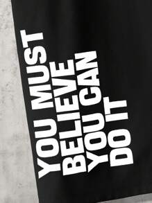 Manfinity BRENVOR Men Summer Letter Print Round Neck Short Sleeve Casual T-Shirt - Black - View 4