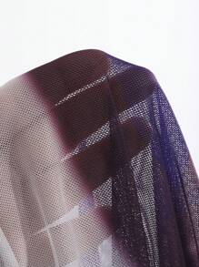 DAZY 女式不对称印花透视修身短款上衣长袖上衣