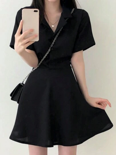 DAZY Women Solid Color Cinching Waist Short Dress Summer Sundress,Casual Women Dresses