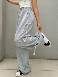 DAZY Women Loose Casual Side Stripe Drawstring Waistband Joggers Sweatpants