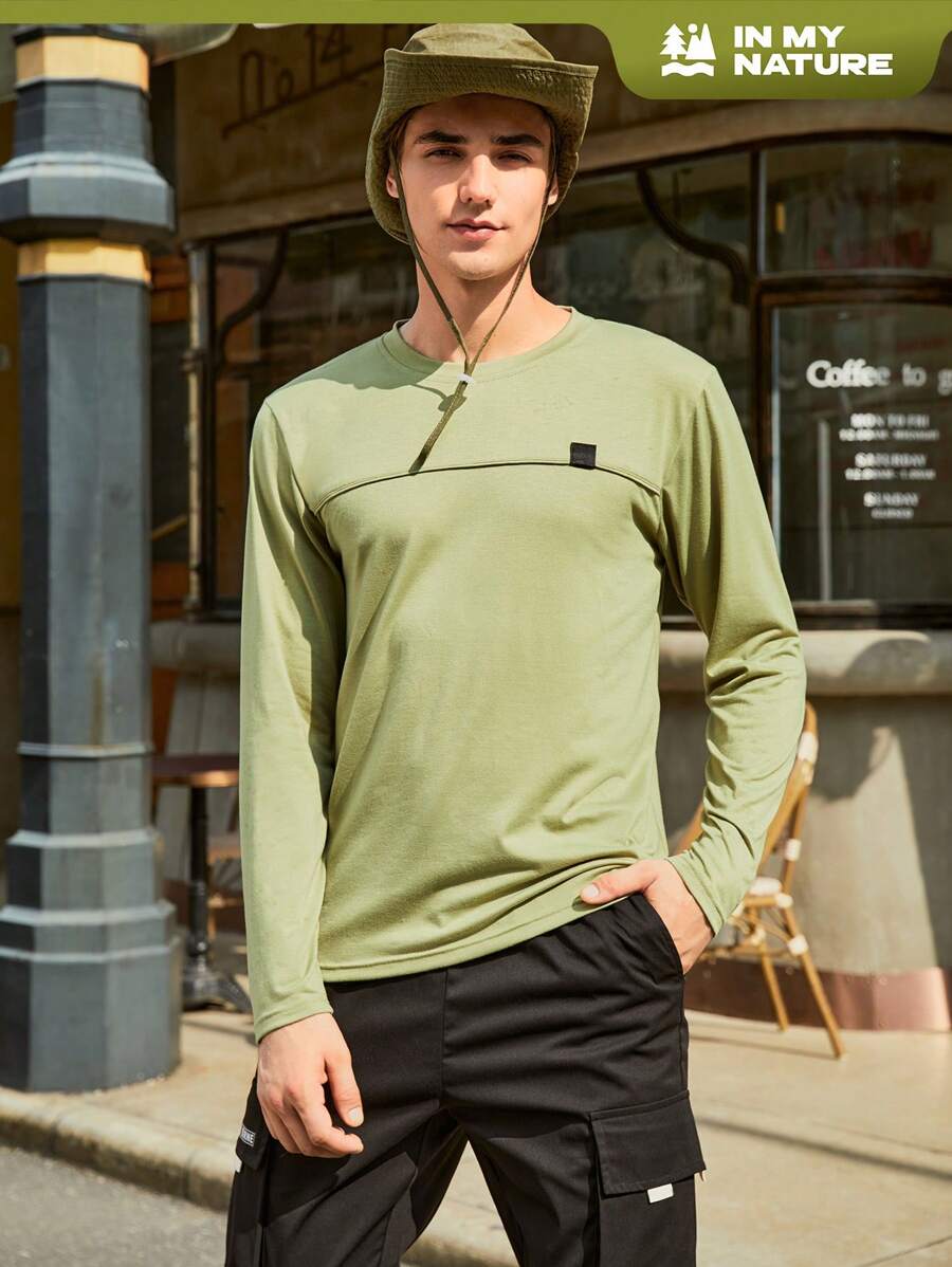 In My Nature Men Patched Detail Outdoor Tee - Mint Green - View 1