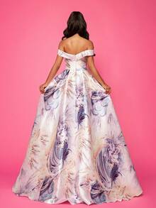 Smilprince Rochie de seară lungă în formă de A cu fante înaltă, din satin floral rafinat, rochie de acasă pentru femei, rochie de seară formală, rochie elegantă pentru invitați de nuntă, pentru absolvire, cină