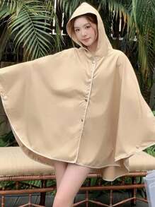 DAZY Women Plain And Simple Hooded Regular Jacket - Khaki - View 2