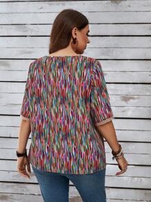 EMERY ROSE Plus Size Women's Fashionable V-Neck Loose Summer Daily Mom Shirts