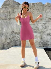 SHEIN EZwear Vestido de diseño cruzado en la espalda para mujer en verano