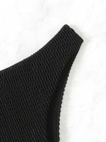 Swim Basics Summer Beach Solid High Cut Bikini Bottom - Black - View 3