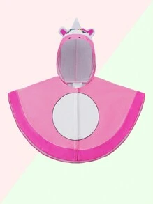 Top con capucha y manga murciélago estilo kimono para niña con impresión de unicornio animado