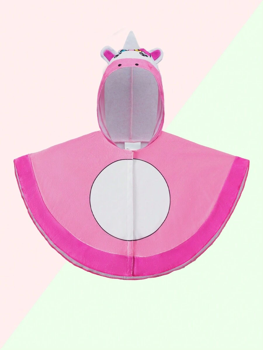 Top con capucha y manga murciélago estilo kimono para niña con impresión de unicornio animado