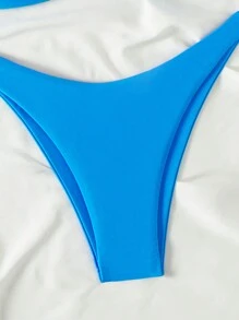 SHEIN Swim Vrouwen Color-Block Bikini Set Met Sexy Halterband En Ronde Ringen Verbinding, Perfect Voor Strandvakantie Zomer