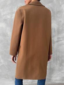 EURMUSE 女士时尚休闲单排扣大衣，冬季 - 咖啡棕 - 查看 2