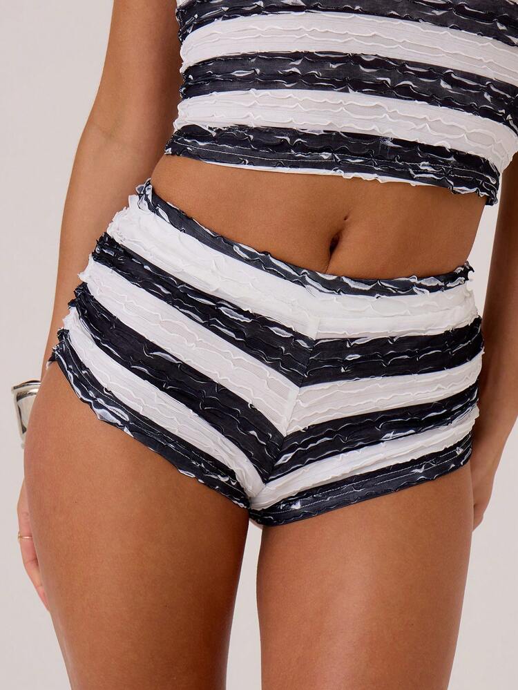 Textured Stripe Summer Fashion Micro Shorts Y2k Summer Festival Casual