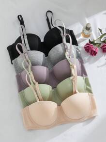 Snug Zone 女性內衣胸罩(無鋼圈加厚) 5件無縫胸罩套裝 - 彩色 - 查看 1