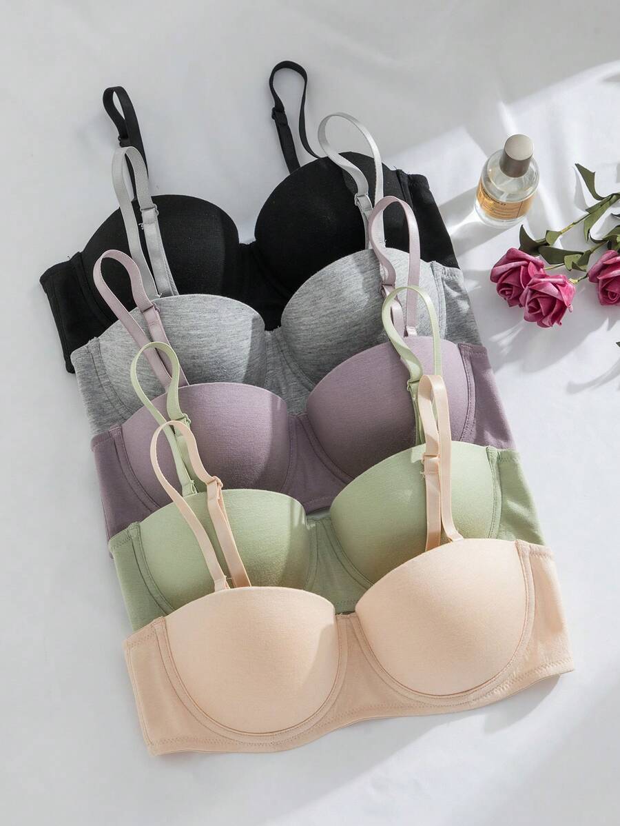 Snug Zone 女性內衣胸罩(無鋼圈加厚) 5件無縫胸罩套裝 - 彩色 - 查看 1