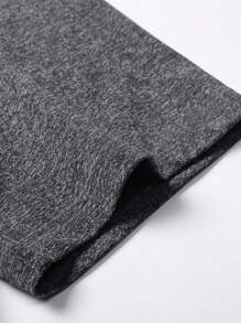 Men Contrast Panel Tee & Drawstring Waist Shorts, Breathable - Black - View 3