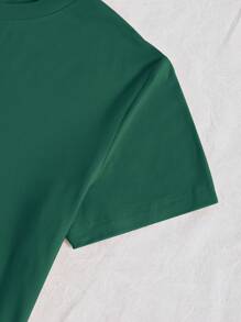 INAWLY 休闲猫咪图案圆领短袖 T 恤图案 T 恤女式上衣 - 墨綠色 - 查看 4