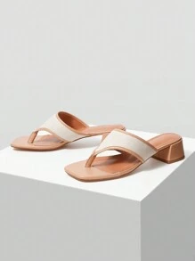 MOTF PREMIUM 度假用拖鞋高跟涼鞋，畢業典禮鞋，夏季度假鞋 夏季促銷 - 杏色 - 查看 2