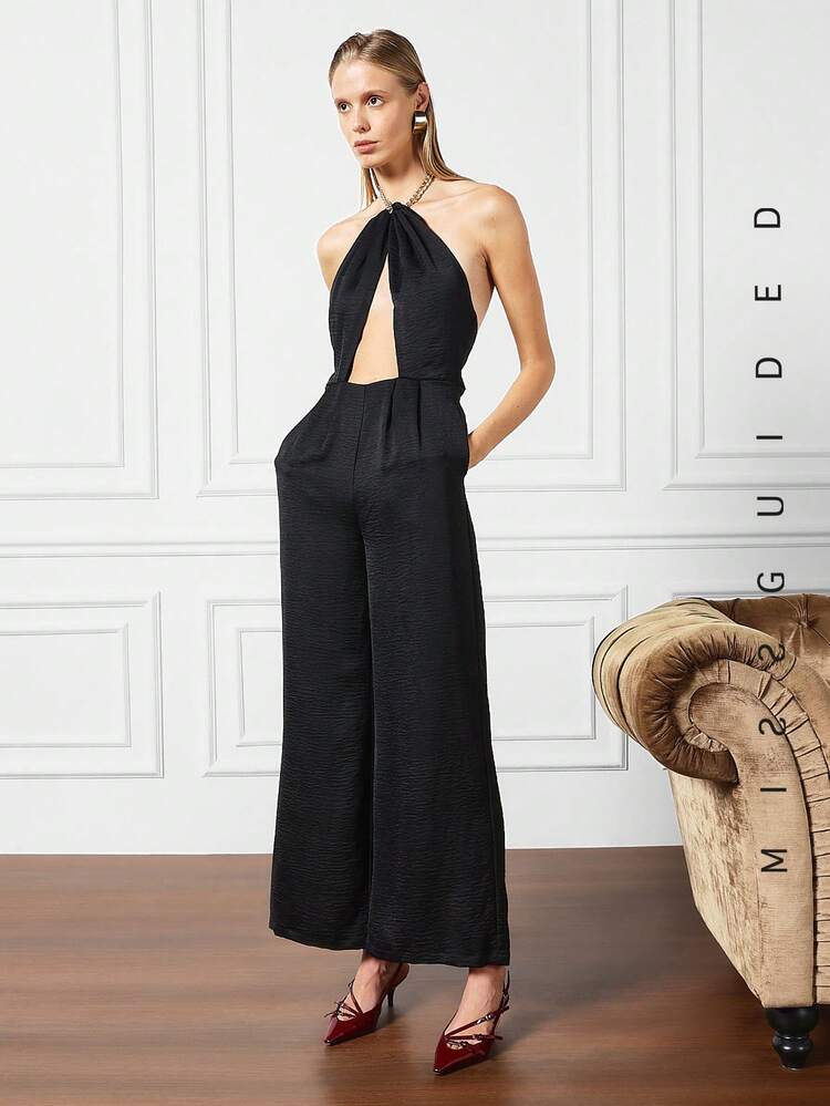 MISSGUIDED Odetnij Skręcać Kombinezon Z Zapięciem Na Szyi