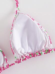 SHEIN Swim Bộ bikini in hoa cho nữ, phong cách đi nghỉ - Nhiều màu - Xem 3