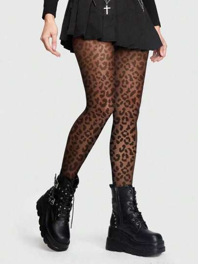 Goth Sexy Women Fashion Leopard Print Cute Pantyhose
