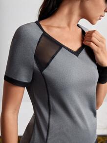 In My Nature Summer V-Neck Mesh Splice Short Sleeve Outdoor T-Shirt