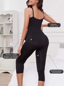 Solid Color Maternity Shapewear Jumpsuit With Straps