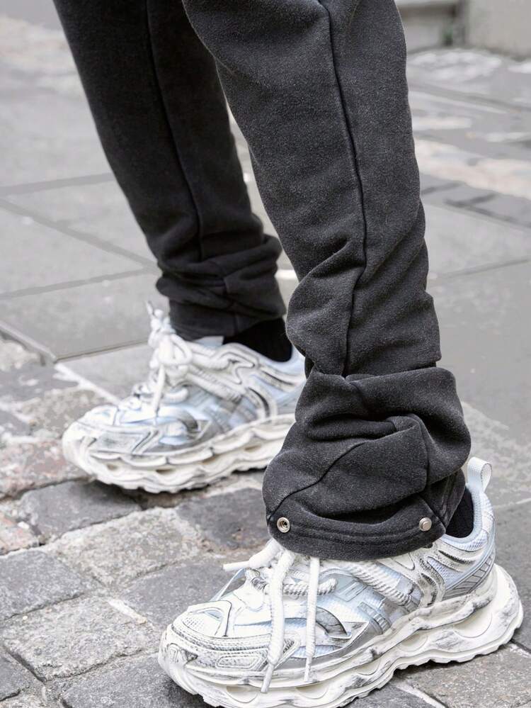 Manfinity Streetrush Men Street Style Letter Embroidery Washed Casual Sweatpants