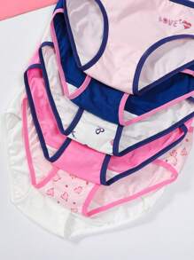 Tween Girl 6 Packs Triangle Panties With Heart Print, Color-Blocking, And Edging Design - Multicolor - View 8