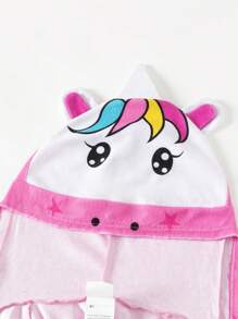 Top con capucha y manga murciélago estilo kimono para niña con impresión de unicornio animado