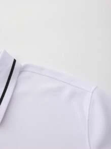 Manfinity Homme Men Summer Casual Color-Block Polo Shirt With Short Sleeves, For Golf