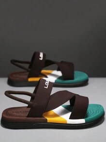 男士休闲凉鞋，春夏新款，两穿式，软底沙滩户外拖鞋 - 棕色 - 查看 3