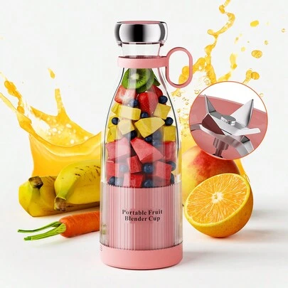 Teckwe Portable Electric Blender Juicer, Personal Size Blender Smoothies And Shakes, Mini Blender USB Rechargeable, Handheld Blender For Outdoors Camping, Pink