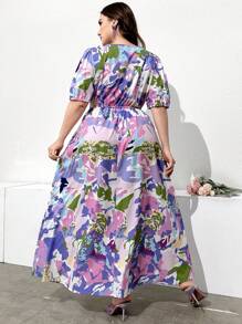 Mulvari Plus Size Summer Long Printed Vacation Casual Dress