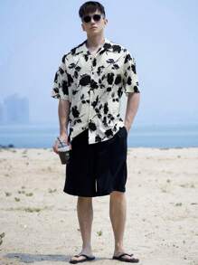 DAZY Männer Sommer Strand Hemd mit Blumen Muster