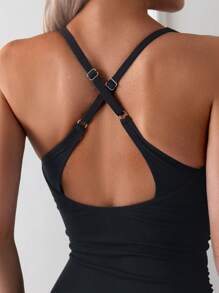 SHEIN Swim 女士连体泳衣 - 黑色 - 查看 3