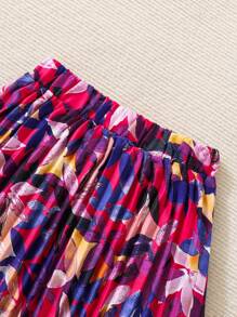 SHEIN Váy xếp li in hình cô gái trẻ thích hợp cho kỳ nghỉ - Nhiều màu - Xem 6