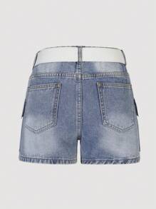 Teen Girl Fashionable Street Style Denim Shorts