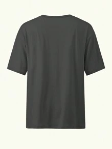 INAWLY Floral Pattern Slogan Printed Round Neck Short Sleeve T-Shirt Casual Summer BUT SEEK FIRST HIS KINGDOM AND HIS RIGHTEOUSNESS AND ALL THESE THINGS WILL BE ADDED TO YOU Matthew 6: 33 Graphic Tees Women Tops - Grey - View 2