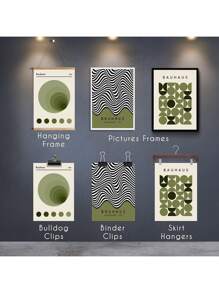 Conjunto de 3 posters abstractos de lienzo estilo Bauhaus en color verde salvia, sin enmarcar, arte de pared impermeable, pinturas de arte moderno para regalo, decoración de pared del dormitorio, sala de estar, oficina, comedor, baño, cafetería, bar, decoración del hogar y la oficina