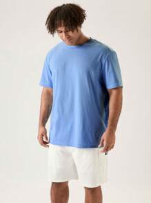 Manfinity VCAY Set de 2 camisetas casuales de manga corta para hombre de talla grande - Celeste - Ver 3