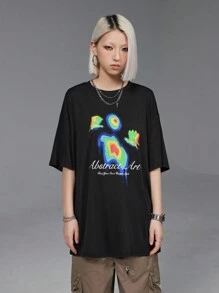 SHEIN EZwear Oversized Heat Sensitive Image Print T-Shirt, Unisex