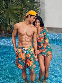 Manfinity VDAYZ 1 quần short đi biển rộng rãi in họa tiết hoa cho nam, đồ bơi cặp đôi phong cách nghỉ dưỡng đi biển, Hawaii - Nhiều màu - Xem 9